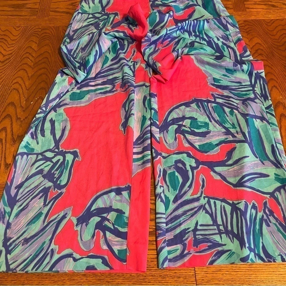 Lilly Pulitzer Graphic Colorful Palazzo Pull-on Pants Sz XS Flowy Lightweight